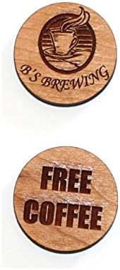 Customized Double Sided Drink Chips, Promotional Chips, Wooden Coins - Laser Etched Precision - Professional Look (48)
