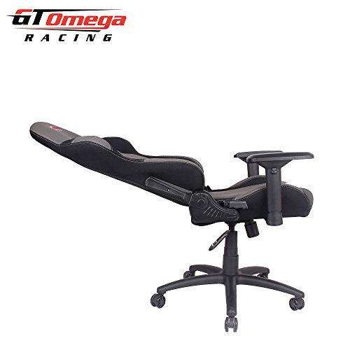 GT-Omega-Pro-Racing-Sedia-da-ufficio-in-tessuto-colore-grigio-e-nero