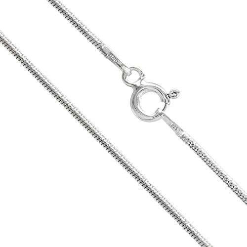 Sterling Silver Chain Necklace for Women Snake 1mm Tarnish Resistant Responsibly Sourced - Non-Migrating Clasp Design - Sterling Silver Chain Necklace - Italian Made in Italy - Quality Durable Sturdy 1mm Chain for Women - Quality Gift Box - 925 Sterling Silver Chain Necklace, 14" - 36"
