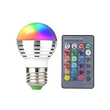 SUPERNIGHT E27/E26 Standard Screw Base 16 Colors Changing Dimmable 3W RGB LED Light Bulb with IR Remote Control for Home Decoration/Bar/Party/KTV Mood Ambiance Lighting
