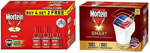 Mortein Smart Device With 45Ml Refill + Mortein Liquid Vaporiser 45 Ml Reffil (4+2 Free) Pack