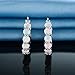 GEMSME 14K White Gold Plated Created Opal Hoop Earrings for Women