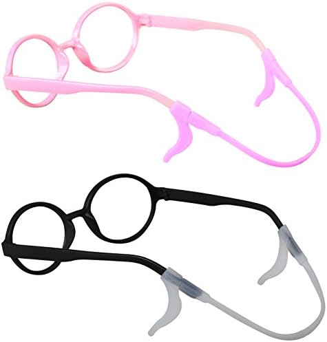 SHINKODA Silicone Kids Eyewear Retainer Eyeglass Headband Sunglass Holder Strap Cord and Anti-slip Temple Tips Ear Hook - Pack of 2 - Clear&amp;Pink