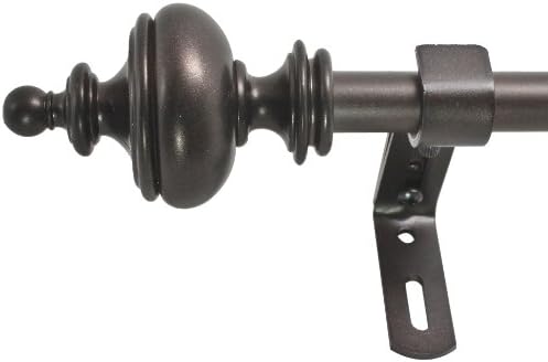 Decopolitan 5/8" Urn Curtain Rod Set, 86 to 128 Inches, Toasted Copper