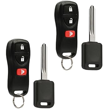 Car Key Fob Keyless Entry Remote with Ignition Key fits Nissan, Infiniti (KBRASTU15 3-Btn), Set of 2