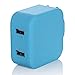 Lumsing 3363993 17w Dual Port USB Wall Charger Adapter for Smartphones and Tablets - Blue