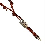 Leather Native American Inspired Arrow Necklace, Adjustable to 30 inches