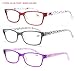 SOOLALA 3 Pairs of Patterned Ladies' Quality Spring Hinge Reading Glasses with Pouch