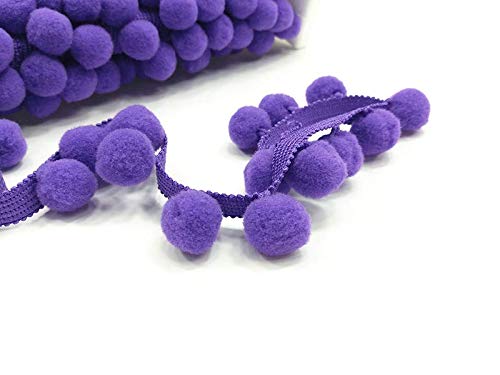 POM POM Bobble Trim Fringe Pompom Trimming - Cushion and Curtain Decoration, Home Decor - XL Size 2cm Craft Pompons (Purple, 10 Meters)