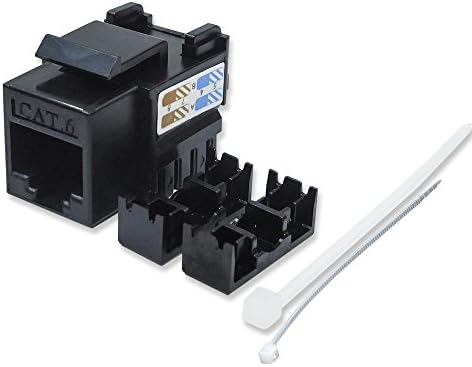 CAT6 RJ45 Keystone Jack 5 Pack - Cat6 RJ45 Punch-Down Jacks with Zip Tie(Black)
