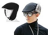 Siggi Mens Thick Wool Winter Baseball Visor Cap with Faux Fur Earflap Warmer