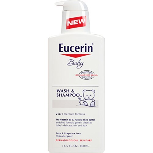 Eucerin, Baby, Wash and Shampoo, Fragrance Freee, 13.5 fl oz (400 ml), 400 ml (Pack of 1)