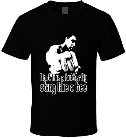 Muhammad Ali Float Like a Butterfly Bee Sting Boxing Worn Look T Shirt M Black