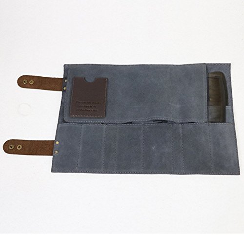 SMITH CHU Retro Hair Stylist Scissors Holder Pouch Cases for Hairdressers, Salon Tools Holster Bag,Genuine Cow Leather Roll-Up Organizer