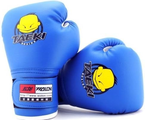 PU Youth Kids children boxing Sanda fist hit Muay Thai training combat gloves (Color: Blue)