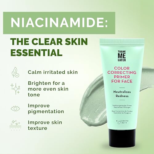 Elizabeth Mott Thank Me Later Color Correcting Face Primer, 30g | Neutralizes Redness, Evens Skin Tone, Makeup Primer, Long-Wearing Makeup, Cruelty-Free