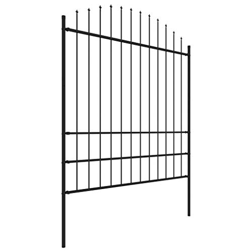 vidaXL Gartenzaun mit dekorativen Speerspitzen Schmuckzaun Metallzaun Zaun Zaunelemente Stahlzaun Gitterzaun Zaunfeld Tor (1,75-2) x17m Stahl Schwarz – Bild 4