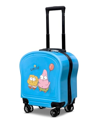 ZAAPPY Kids Cute Printed ABS Lightweight 17 Inch (7kg) Cabin Size Luggage, 8 Wheels, Combination Lock Suitcase (Blue)