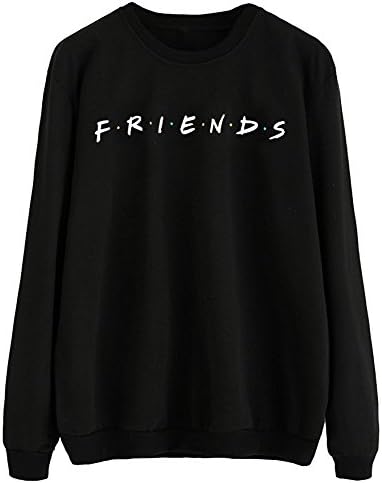 LAUWEE Women’s Casual Loose Top Cotton Friends Letters Print Pullover Sweatshirt