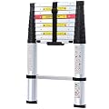 WolfWise 8.5/10.5/12.5/15.5FT EN131 One-Button Telescopic Slow-Down Ladder Aluminum Stretch High Multi-Purpose Telescopic