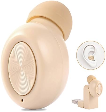 Cicostar Micro Earphones Invisible Mini Wireless Headset In-ear Bluetooth Headphones Noise Cancelling Earbuds Built-in Mic with Two Magnetic Charger - Khaki
