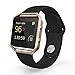 UMTELE Soft Silicone Replacement Strap with Rose Gold Frame for Fitbit Blaze Smart Fitness Watch, Small, Black