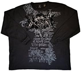 Kani Gold Men's Mettalic Abstract Design Long Sleeve Shirt 4X Black