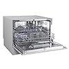 COMFEE-Table-Top-Compact-Dishwasher-TD602E-S-Mini-Dishwasher-with-6-Place-Settings-6-Programmes-LED-Display-Delay-Start-and-Off-peak-Wash-Function-Silver COMFEE' KWH-TD602E-S Freestanding Compact Dishwasher, LED display, 6.5 liters, Silver, Noise level: decibels 47