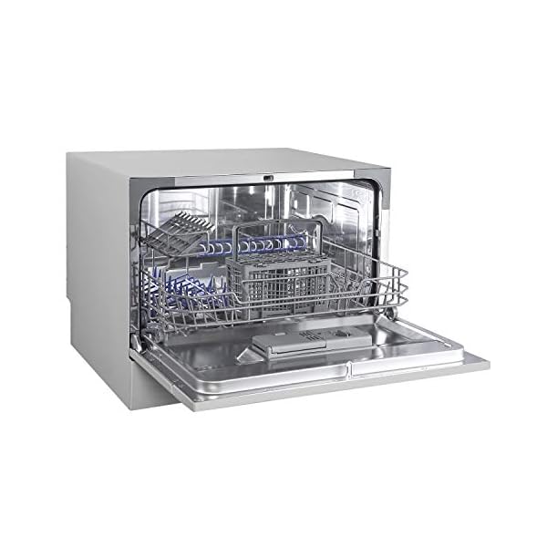 COMFEE-Table-Top-Compact-Dishwasher-TD602E-S-Mini-Dishwasher-with-6-Place-Settings-6-Programmes-LED-Display-Delay-Start-and-Off-peak-Wash-Function-Silver COMFEE' KWH-TD602E-S Freestanding Compact Dishwasher, LED display, 6.5 liters, Silver, Noise level: decibels 47