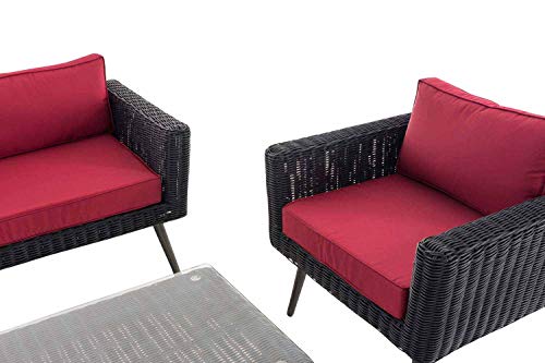 CLP Polyrattan Loungeset Kiruna I Schwarz I Gartenlounge Rundrattan I Sofa & 2X Sessel & Glastisch I 5mm Rattandicke… – Bild 8