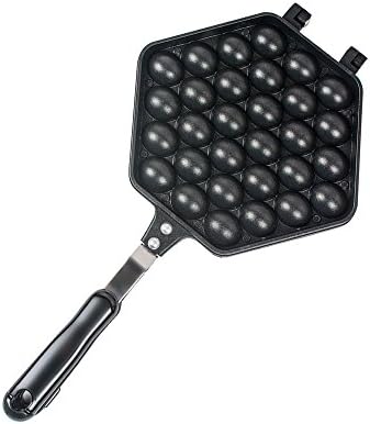 Pevor Egg Pan, Non-stick Hong Kong Egg Bubble Pan Aluminum Alloy Egg Cake Baking Pan, Black