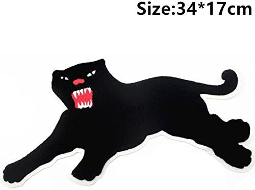 2PCS Black Leopard Embroidered Patch Applique Large Panthers Suede Iron On Patches