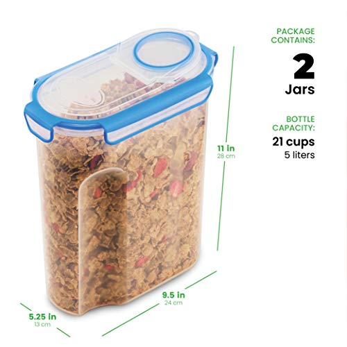 Extra Large Cereal Containers Storage Set [2 Pack,168oz. 21 cup