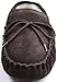 SNUGRUGS Womens Dark Brown Wool Lined Moccasin Slippers with Suede Sole.