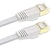 CAT7 Flat Ethernet Cable, Fosmon (White - 3 Feet) CAT7 Snagless RJ45 Ethernet Network Patch Cable [FLAT Tangle Free] - Ultra Speed 10 Gigabit 600Mhz Patch - Modem / Router / LAN / Printer / MAC / Laptop