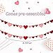 Auihiay Felt Heart Garland Banner and Happy Valentine's Day Banner - No DIY Valentines Decorations for Anniversary, Birthday Party