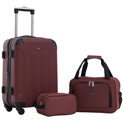 Travelers Club Chicago Hardside Expandable Spinner Luggage, Apple Butter, 3 Pie…