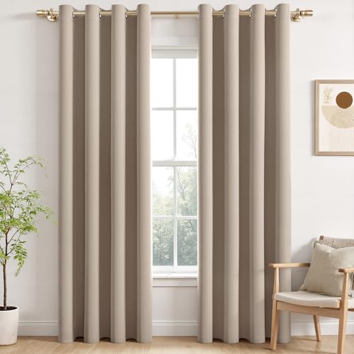 MIULEE Verdunklungsvorhänge Thermo Blickdicht Ösen 2er Set 140x215cm Taupe