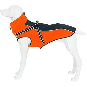InnoPet Dog Jacket Waterproof Windproof Dog Winter Coat with Harness Dog Windbreaker Outdoor Warm Dog Vest for Medium and Large Dogs
