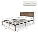 Urest Industrial Queen Size Bed Frame with Headboard/Metal Platform Bed Frame/Mattress Foundation/Strong Slat Support/No Box Spring Needed, Snow Brown
