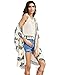 SweatyRocks Women Kimono Vintage Floral Beach Cover Up Beige Large