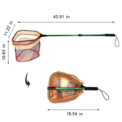 FunVZU Kids Fishing Net - Ultralight Telescopic Aluminum Pole Handle with Waterproof Nylon Mesh, Minnow Net and Butterfly Net for Kids Outdoor