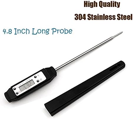 UTours Digital Meat BBQ Thermometer,High-Performing Digital Kitchen Meat Thermometer With 4.8 Inch Long Probe Cooking Thermometer for BBQ, Grill, Smoker, Food, Oil, Oven, Milk and Water (Black)