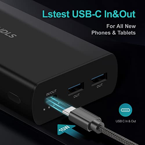 Undlidls Power Bank, 15W USB C Schnelles Aufladen 20000mAh Externer Akku, DREI 3.4A-Ausgänge Handy Powerbank mit Taschenlampe Kompatibel für Phone 13 Samsung Galaxy S20 Huawei Xiaomi Android mehr