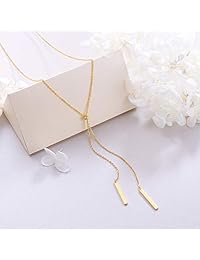 Collar de plata de ley con borla larga y cadena larga ajustable para ella, 30.0 in