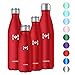 HOMPO Metal Water Bottle Stainless Steel - 26oz/ 750ml Vacuum Insulated Double Walled Thermos, Bpa Free Reusable Drinks Bottle Hot & Cold with Leak Proof lid for Kids, Hiking, Gym(Red)