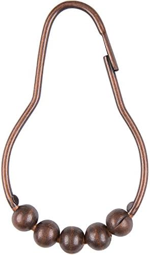 DOTZ Bronze Roller Shower Curtain Rings | Rustic Western Brushed Style Hooks with Easy Glide Roller Balls | Durable and Rustproof, Won't Snag, Tear or Rust | Matches Bathroom Hardware | 12 Pack
