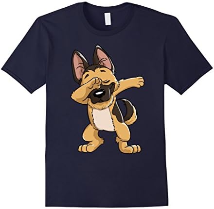 Mens German Shepherd Dabbing Puppy T Shirt Funny Dab Dance Gift Medium Navy