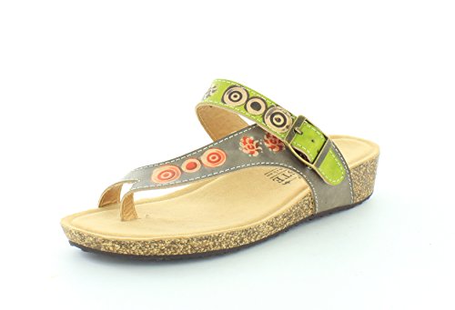 L`Artiste Womens Lonian Grey/Green Thong Sandal - 39