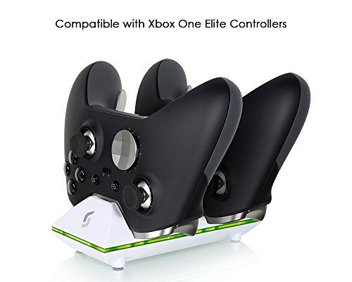 Sliq-Xbox-One-Controller-Charger-Station-and-Battery-Pack-White-Fits-Two-Wireless-Game-pads-Includes-2-Rechargeable-Batteries-Charging-Station-For-Xbox-One-Xbox-One-S-Xbox-One-X-PC